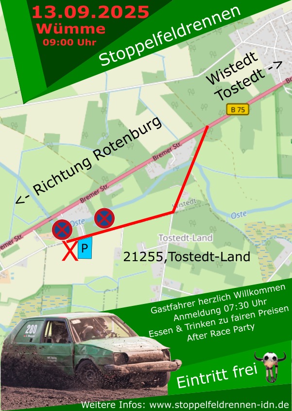 Anfahrt Stoppelfeldrennen Wümme 2025